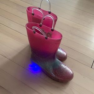 Sparkle Light Up Rain Boots girls size US 12